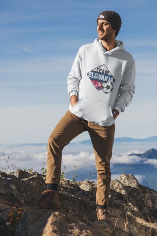 pullover hoodie mockup featuring a man at the top of a mountain 30481 4