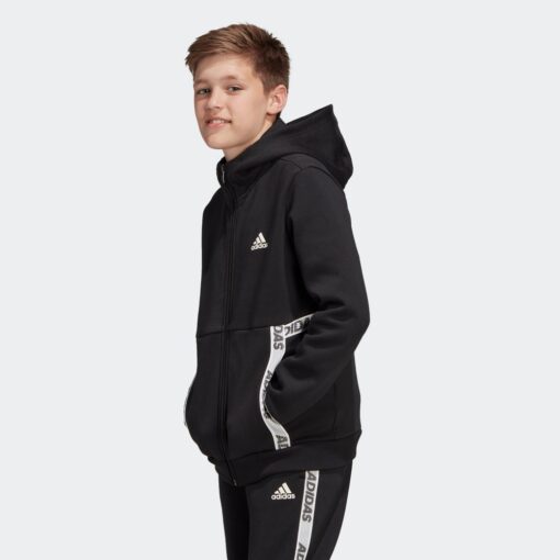 Dětská mikina Adidas černá s bílými pruhy - Image 2