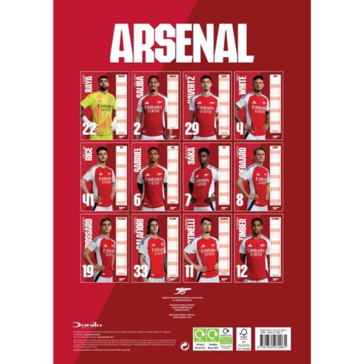 Kalendár Arsenal 2025-zoznam